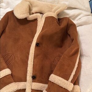 Abercrombie & Fitch Tan Teddy Jacket with Cream Trim